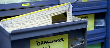 Drawer of aperture cards