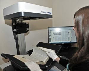 Book scanner in operation